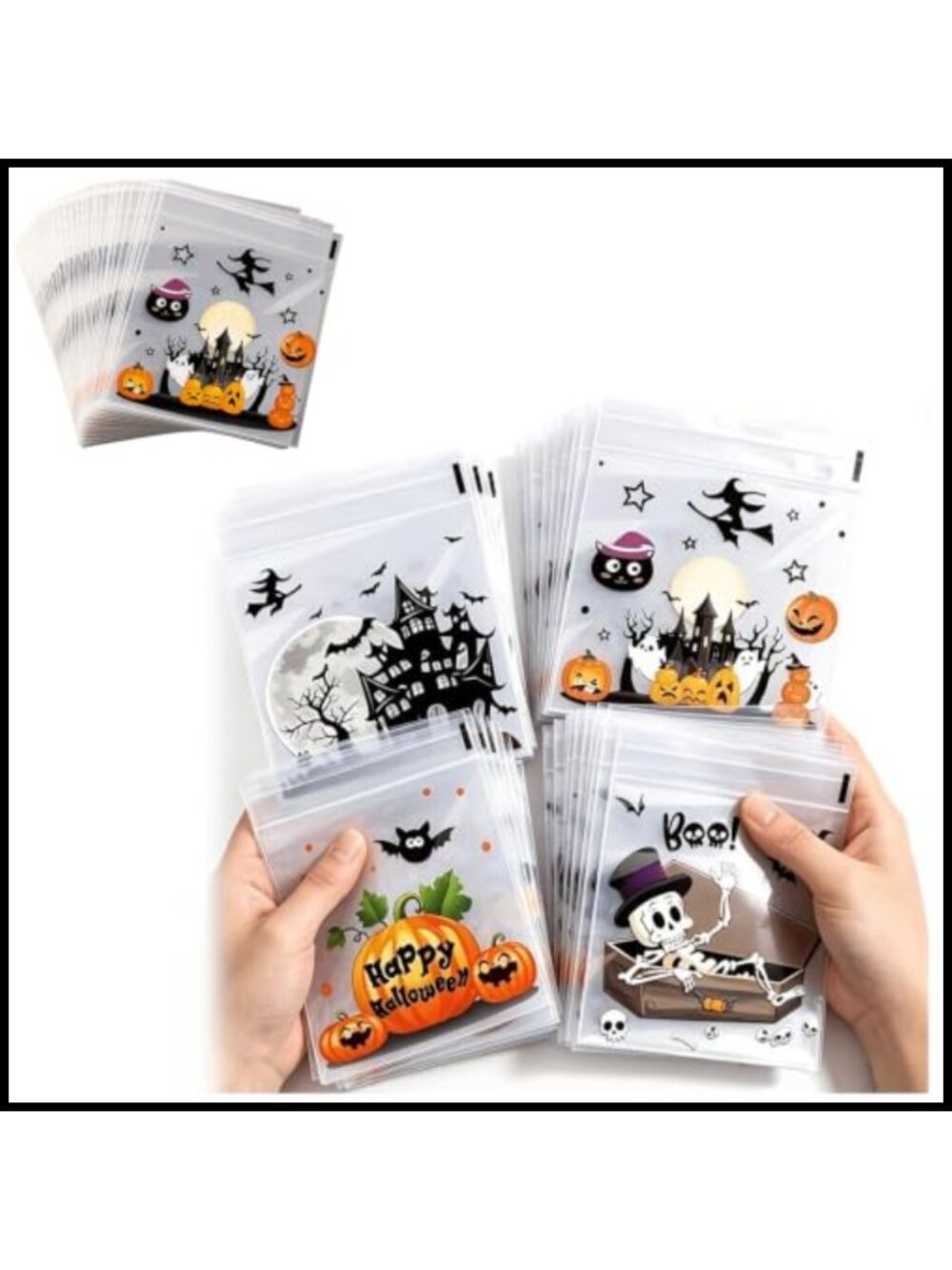 40pc Halloween Plastic Self-Adhesive Gift Treat Bags